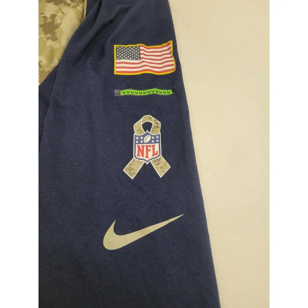 Nike Seattle Seahawks Shirt Large Adult Green Camo‎ Blue MIlitary Logo Flag Mens